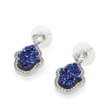 Load image into Gallery viewer, 3W1723E -  Imitation Rhodium+E-coating Brass Earring with Druzy in Capri Blue