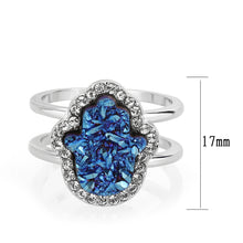 Load image into Gallery viewer, 3W1723 -  Imitation Rhodium+E-coating Brass Ring with Druzy in Capri Blue