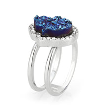 Load image into Gallery viewer, 3W1723 -  Imitation Rhodium+E-coating Brass Ring with Druzy in Capri Blue