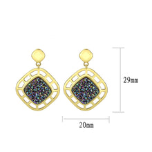 Load image into Gallery viewer, 3W1724E - Flash Gold+E-coating Brass Earring with Druzy in Purple Series