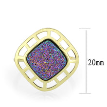 Load image into Gallery viewer, 3W1724 - Flash Gold+E-coating Brass Ring with Druzy in Purple Series