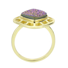Load image into Gallery viewer, 3W1724 - Flash Gold+E-coating Brass Ring with Druzy in Purple Series