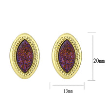 Load image into Gallery viewer, 3W1725E - Flash Gold+E-coating Brass Earring with Druzy in Amethyst