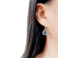 Load image into Gallery viewer, 3W1726E - Flash Gold+E-coating Brass Earring with Druzy in Capri Blue