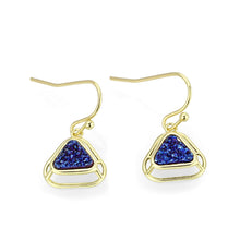 Load image into Gallery viewer, 3W1726E - Flash Gold+E-coating Brass Earring with Druzy in Capri Blue
