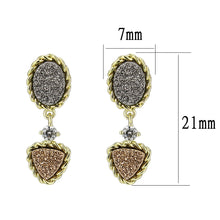 Load image into Gallery viewer, 3W1728E - Flash Gold+E-coating Brass Earring with Druzy in MultiColor