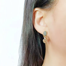 Load image into Gallery viewer, 3W1728E - Flash Gold+E-coating Brass Earring with Druzy in MultiColor