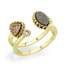 Load image into Gallery viewer, 3W1728 - Flash Gold+E-coating Brass Ring with Druzy in Multi Color