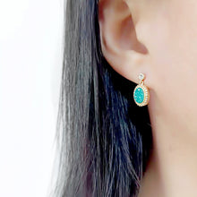 Load image into Gallery viewer, 3W1731E - Flash Gold+E-coating Brass Earring with Druzy in Sea Blue