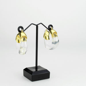 3W1738G - Flash Gold Brass Earring with Synthetic in Clear