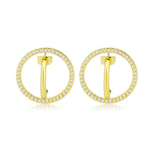 Load image into Gallery viewer, 3W1744G - Flash Gold Brass Earring with AAA Grade CZ in Clear