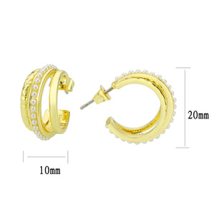 3W1746G - Flash Gold Brass Earring with Synthetic in White