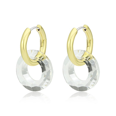 3W1754G - Flash Gold Brass Earring with Synthetic in Clear