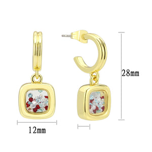 3W1756G - Flash Gold Brass Earring with AAA Grade CZ in MultiColor