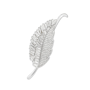 3W1765 - Imitation Rhodium Brass Brooches with AAA Grade CZ in Clear