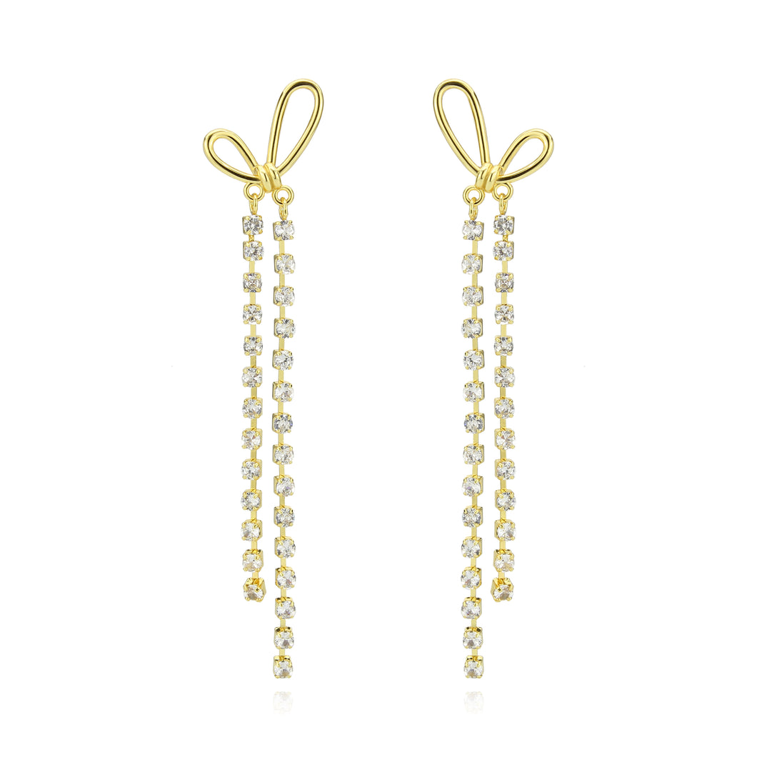 3W1768G - Flash Gold Brass Earring with Top Grade Crystal in Clear