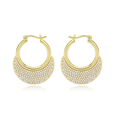 3W1785 - Flash Gold Brass Earring with Synthetic in White