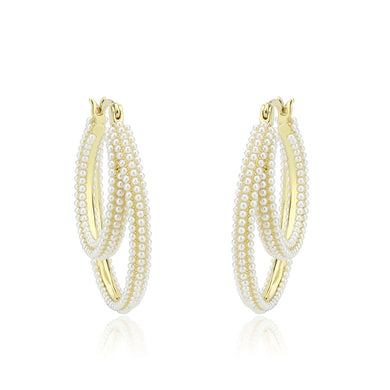 3W1791 - Flash Gold Brass Earring with Synthetic in White