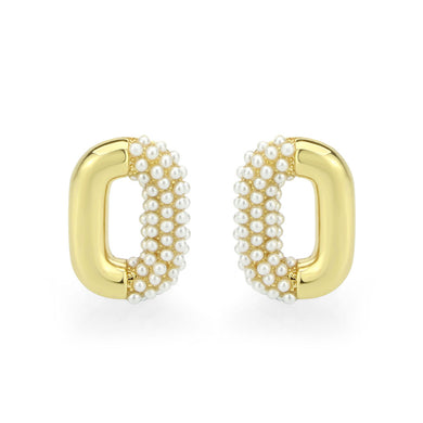 3W1793 - Flash Gold Brass Earring with Synthetic in White