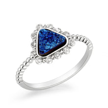 Load image into Gallery viewer, 3W1730 -  Imitation Rhodium+E-coating Brass Ring with Druzy in Capri Blue