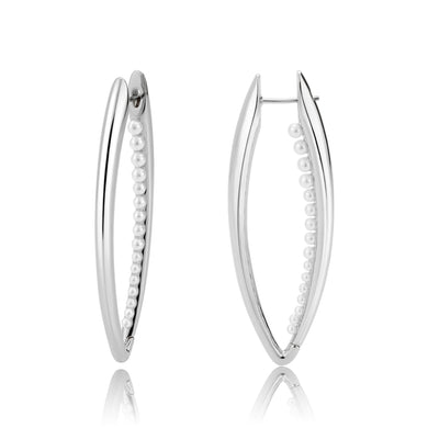 3W1734 - Imitation Rhodium Brass Earring with Synthetic in White