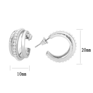 3W1746 - Imitation Rhodium Brass Earring with Synthetic in White