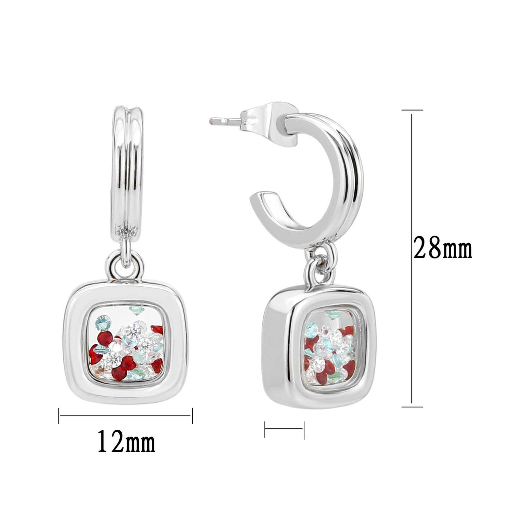 3W1756 - Imitation Rhodium Brass Earring with AAA Grade CZ in MultiColor