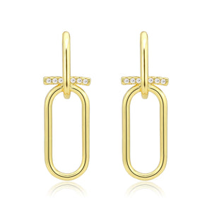 3W1763G - Flash Gold Brass Earring with AAA Grade CZ in Clear