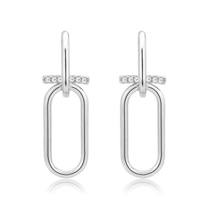 3W1763 - Imitation Rhodium Brass Earring with AAA Grade CZ in Clear