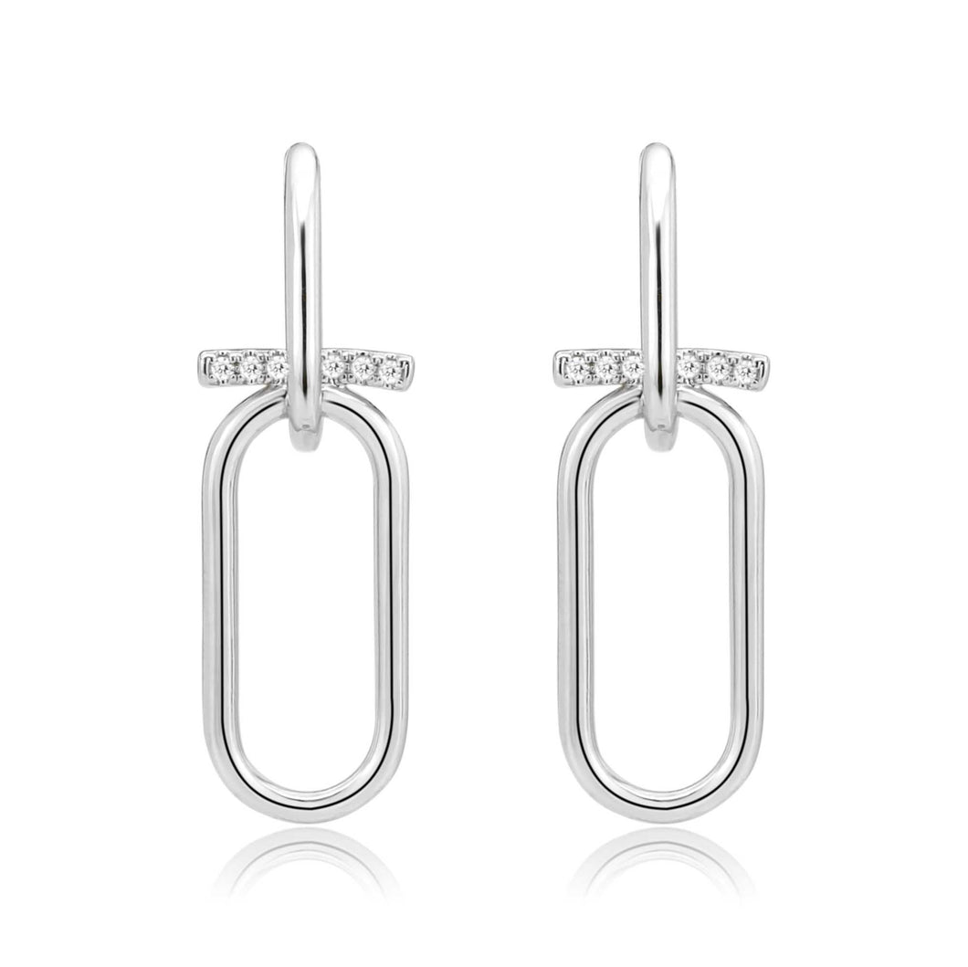 3W1763 - Imitation Rhodium Brass Earring with AAA Grade CZ in Clear