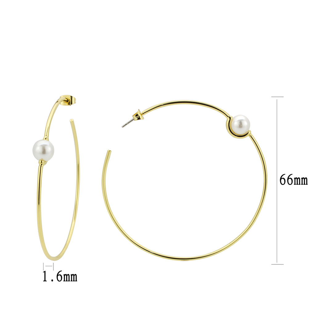 3W1769G - Flash Gold Brass Earring with Synthetic in White