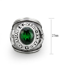 Load image into Gallery viewer, TK3906 - High polished (no plating) Stainless Steel Ring with Top Grade Crystal in Emerald