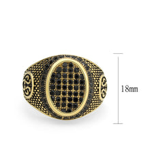 Load image into Gallery viewer, TK3910 - IP Gold(Ion Plating) Stainless Steel Ring with AAA Grade CZ in Jet