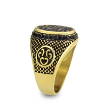 Load image into Gallery viewer, TK3910 - IP Gold(Ion Plating) Stainless Steel Ring with AAA Grade CZ in Jet