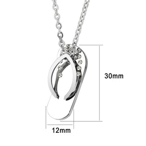 TK3943 - High polished (no plating) Stainless Steel Chain Pendant with Top Grade Crystal in Clear