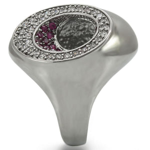 0W304 - Ruthenium Brass Ring with Synthetic Garnet in Ruby