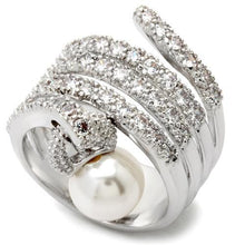 Load image into Gallery viewer, 0W031 - Rhodium Brass Ring with AAA Grade CZ  in Clear