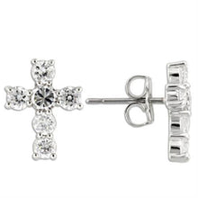 Load image into Gallery viewer, 0W155 - Rhodium 925 Sterling Silver Earrings with AAA Grade CZ  in Clear
