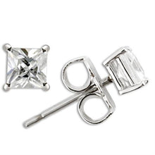 Load image into Gallery viewer, 0W158 - Rhodium 925 Sterling Silver Earrings with AAA Grade CZ  in Clear
