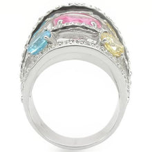 Load image into Gallery viewer, 0W350 - Rhodium Brass Ring with AAA Grade CZ  in Rose