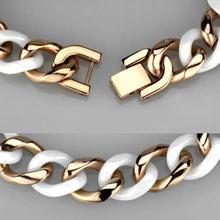 Load image into Gallery viewer, 3W1001 - IP Rose Gold(Ion Plating) Stainless Steel Bracelet with Ceramic  in White