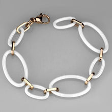 Load image into Gallery viewer, 3W1004 - IP Rose Gold(Ion Plating) Stainless Steel Bracelet with Ceramic  in White