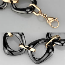 Load image into Gallery viewer, 3W1011 - IP Rose Gold(Ion Plating) Stainless Steel Bracelet with Ceramic  in Jet