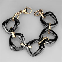 Load image into Gallery viewer, 3W1011 - IP Rose Gold(Ion Plating) Stainless Steel Bracelet with Ceramic  in Jet