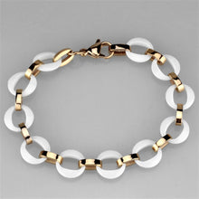Load image into Gallery viewer, 3W1015 - IP Rose Gold(Ion Plating) Stainless Steel Bracelet with Ceramic  in White