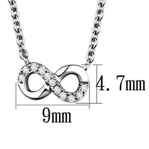 3W1022 - Rhodium Brass Chain Pendant with AAA Grade CZ  in Clear