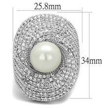 Load image into Gallery viewer, 3W1082 - Rhodium Brass Ring with Synthetic Pearl in White