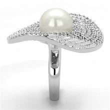 Load image into Gallery viewer, 3W1082 - Rhodium Brass Ring with Synthetic Pearl in White