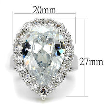 Load image into Gallery viewer, 3W1084 - Rhodium Brass Ring with AAA Grade CZ  in Clear