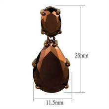 Load image into Gallery viewer, 3W1135 - IP Coffee light Brass Earrings with AAA Grade CZ  in Light Coffee